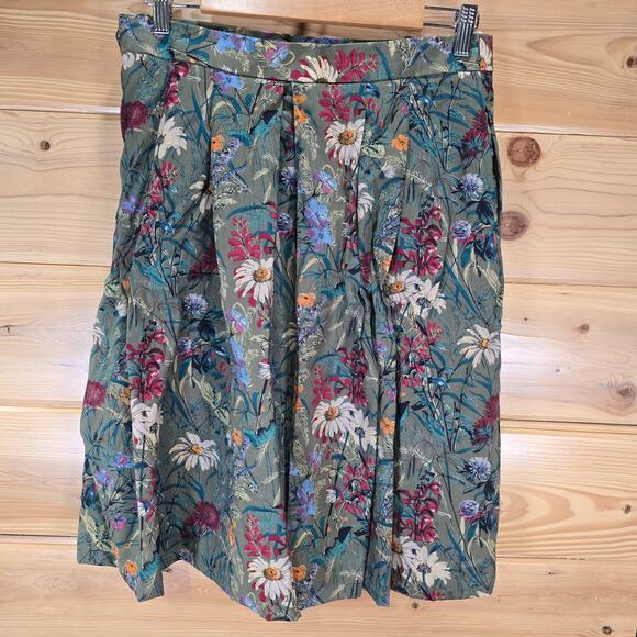 Vintage Geiger Pleated Floral Skirt Light-Weight Wool UK 42 US 12 - Picture 2 of 11